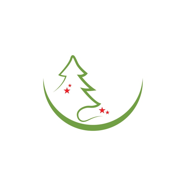 Christmas Tree icon flat design template