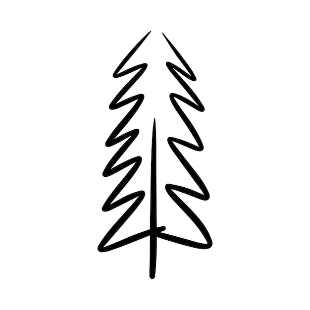 Vettore icona dell'albero di natale vettoriale disegnata a mano illustrazione del simbolo di xmas per biglietti di auguri e inviti in materiali web e stampati