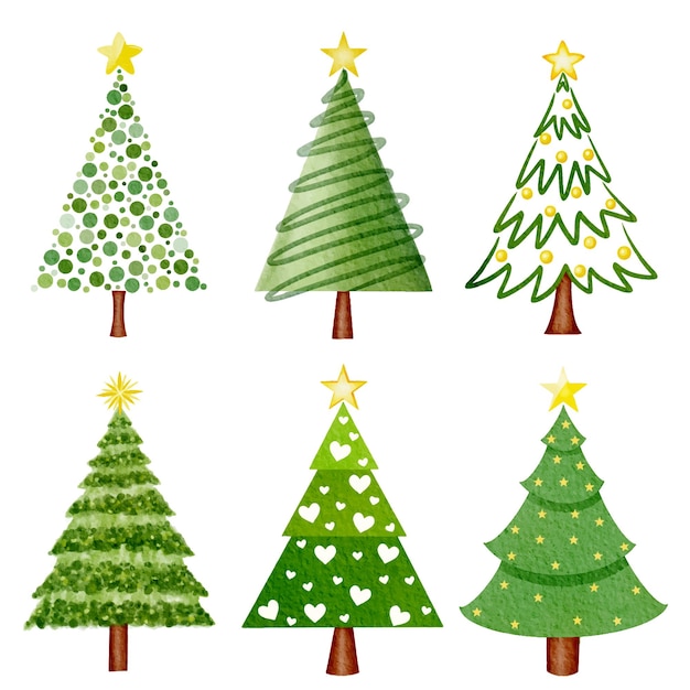 Vector christmas tree and icons drawing