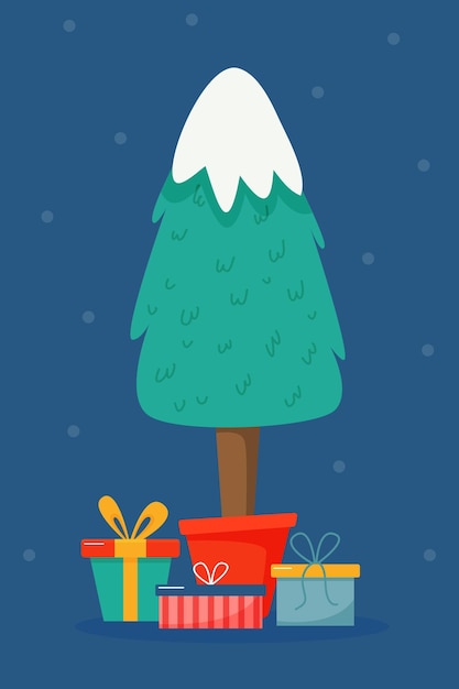 Вектор Рождественская елка в горшке векторная иллюстрация для оформления плакатов открыток