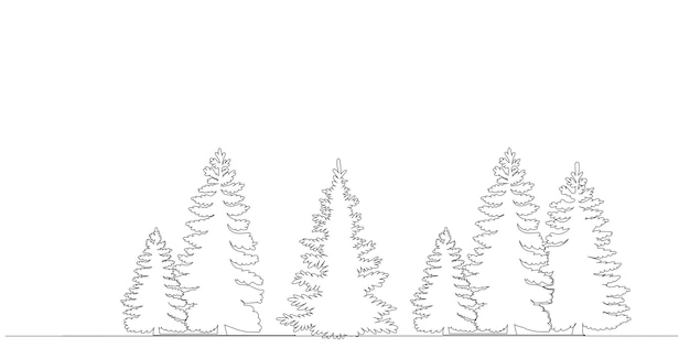 Vector christmas tree line drawing on white background vector