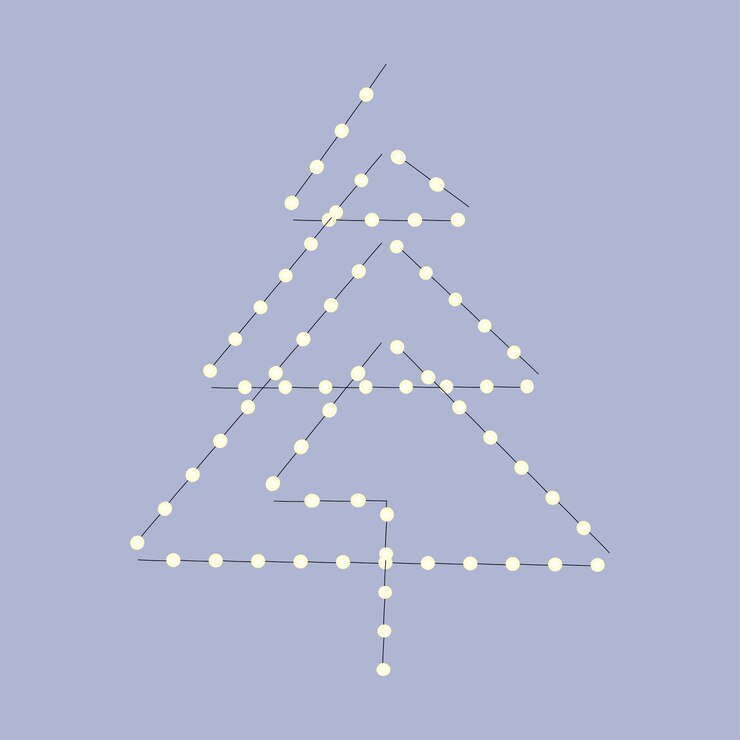 Vector christmas tree made of electric garland graphic design for christmas or new year card