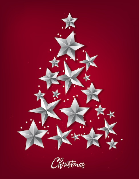 Vector christmas tree made from silver stars