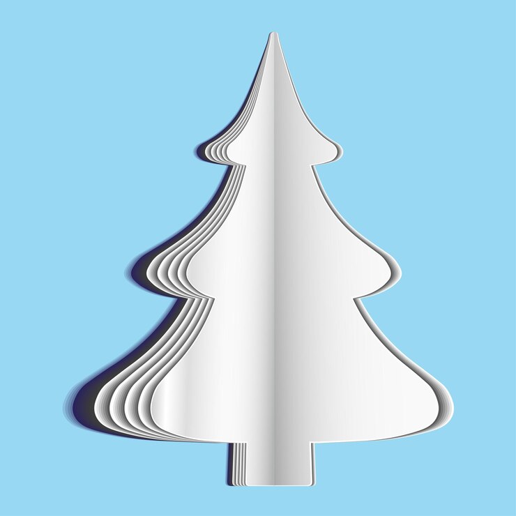 Vector christmas tree made of paper sheets on a blue background vector new year illustration paper craft