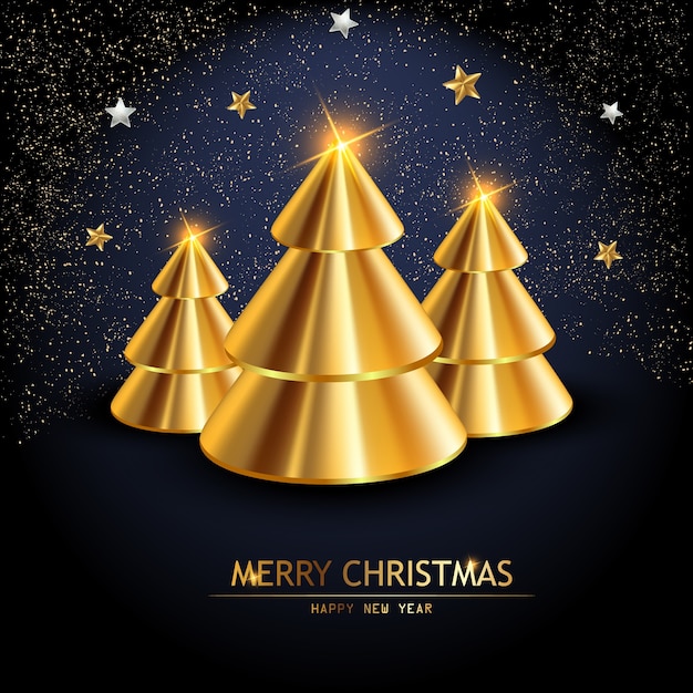 Vector christmas tree made of realistic gold