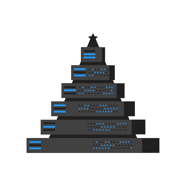 Vector christmas tree made of servers concept