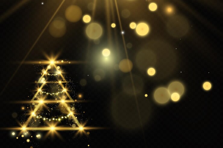 Vector christmas tree made of shiny golden stars christmas background