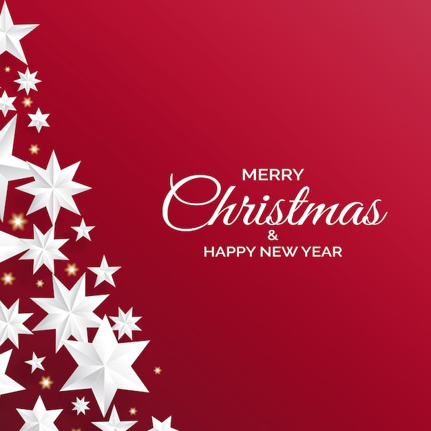 Vector christmas tree made of silver stars on red background creative christmas greeting card