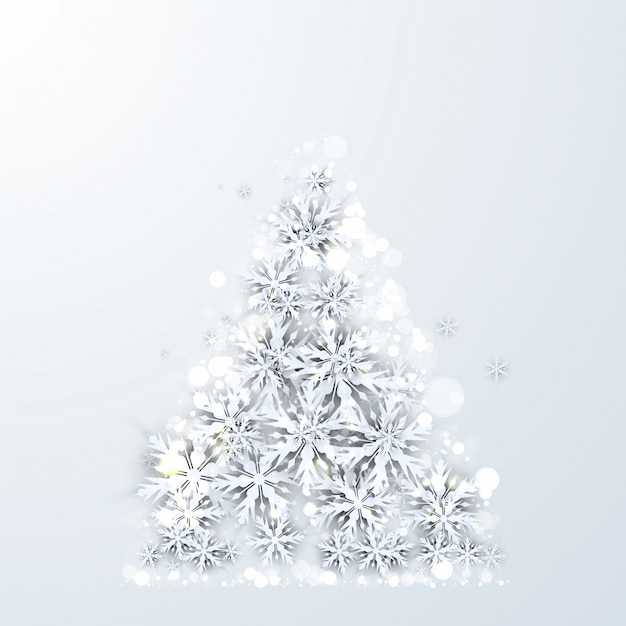 Vector christmas tree made of snowflakes