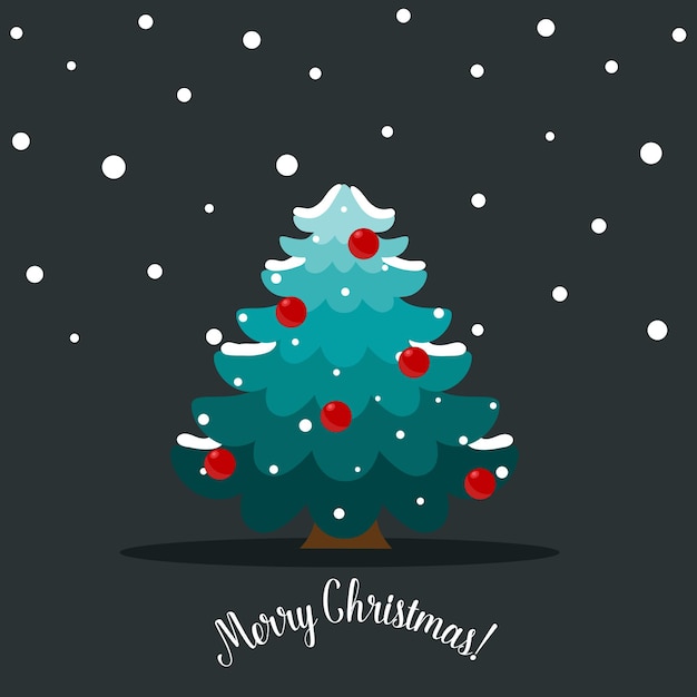 Christmas tree Merry Christmas and happy new year greeting card Vector Illustration