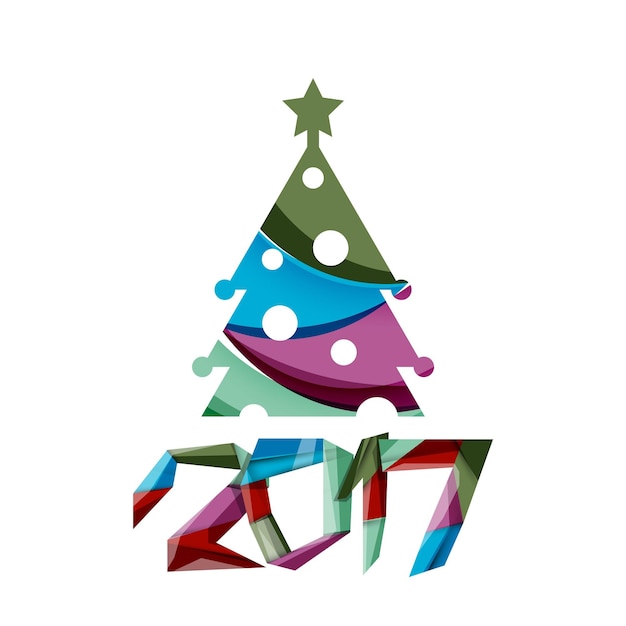 Christmas tree New Year banner elements