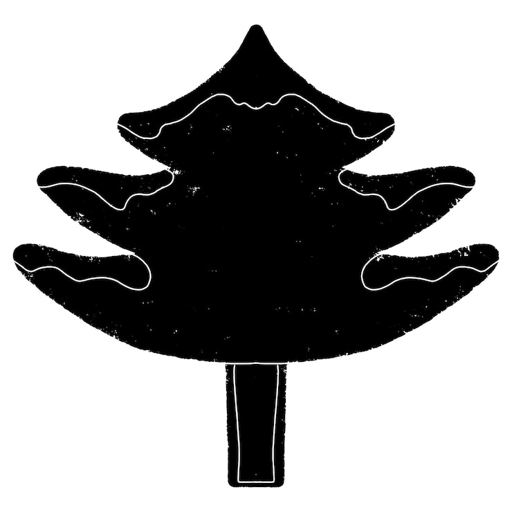 Vector 디자인을 위한 linocut 스타일 양식 소박한 스타일 벡터 요소의 크리스마스 트리 새해 그림