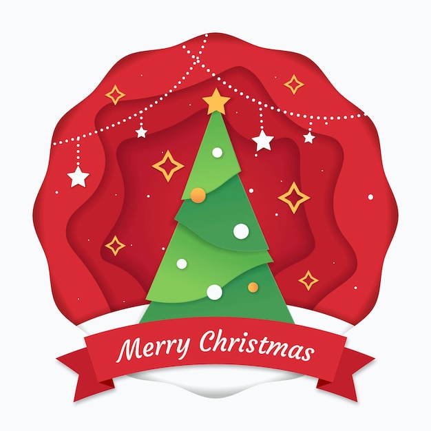 Vector christmas tree in paper style
