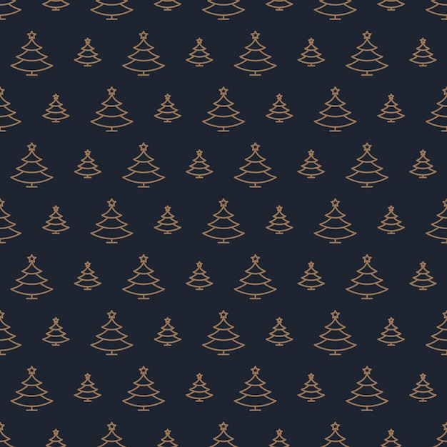 Vector christmas tree pattern gold style on black background for christmas sale product