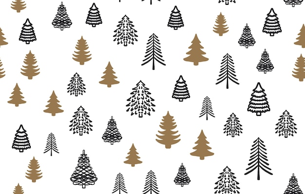 Christmas tree pattern, Hand drawn illustrations.