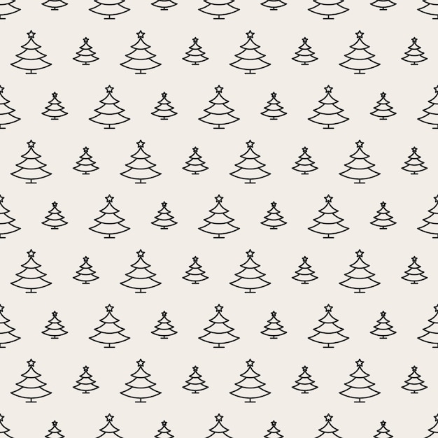 Christmas tree seamless pattern black color on white background for product