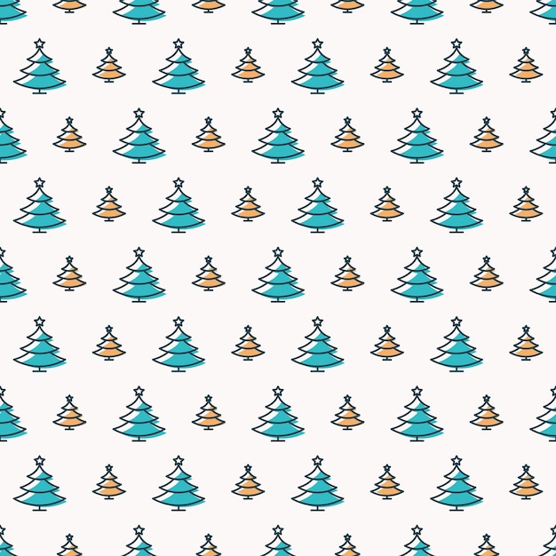 Christmas tree seamless pattern color scandinavian style on white background