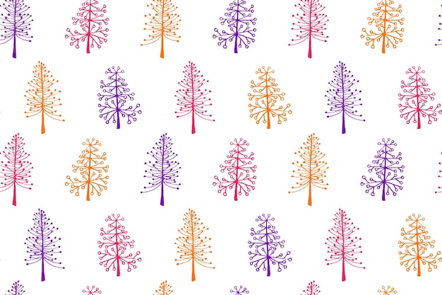 크리스마스 트리 원활한 패턴 벡터 휴일 그림 전나무