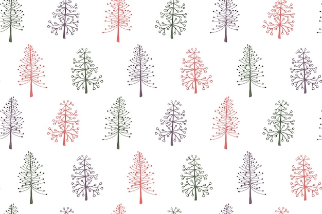 Christmas tree seamless pattern vector holiday illustration Fir