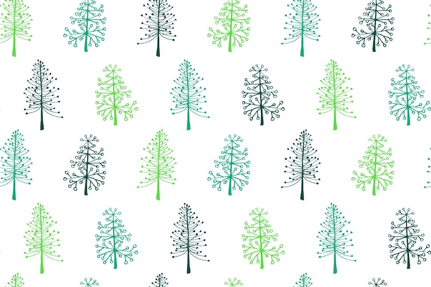 크리스마스 트리 원활한 패턴 벡터 휴일 그림 전나무