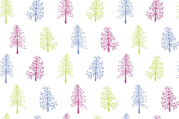 Vector christmas tree seamless pattern vector holiday illustration fir