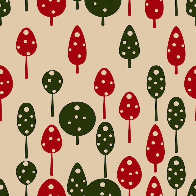 Christmas tree seamless pattern with dots