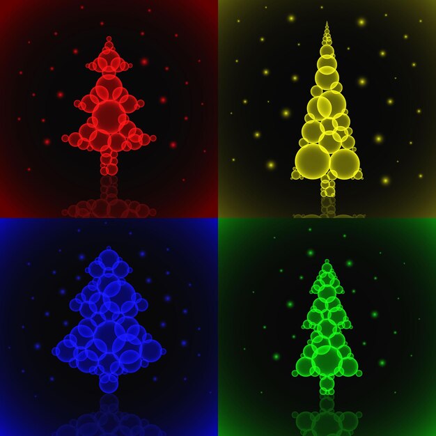 Premium Vector | Christmas tree set the color