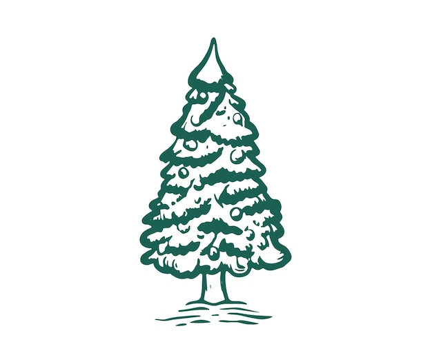 Christmas tree set Hand drawn illustrations