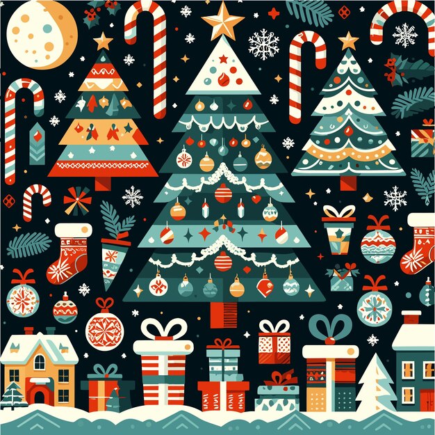 Vector christmas tree set