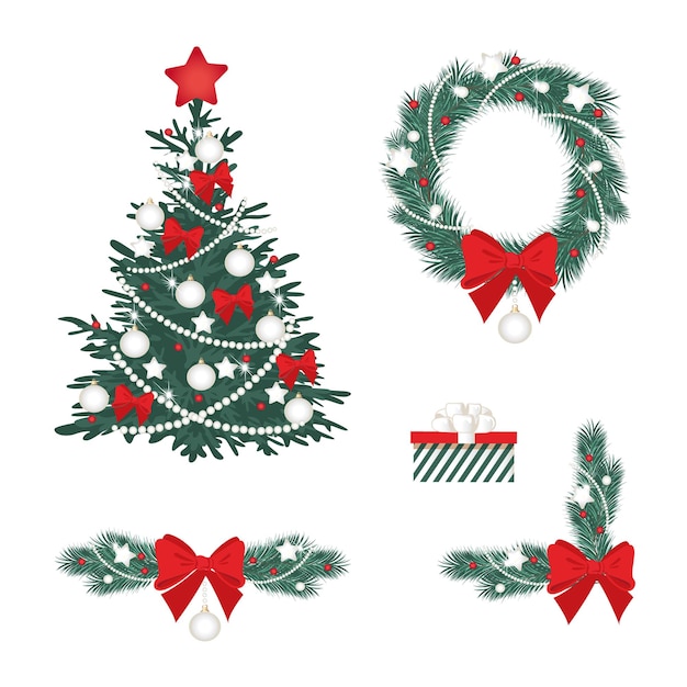 Vector christmas tree set