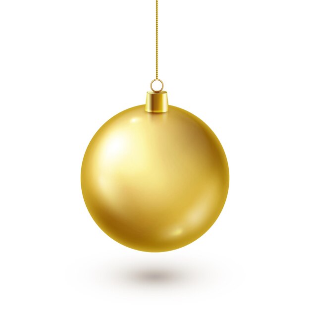 Vector christmas tree shiny golden ball new year decoration winter season december holidays greeting gift