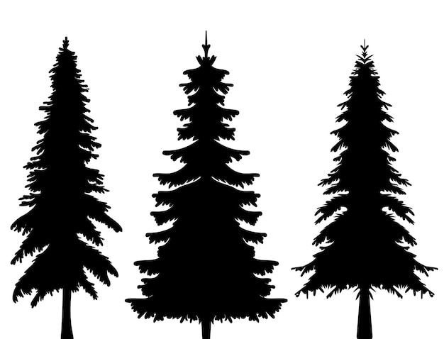 Vector christmas tree silhouette black vector isolated