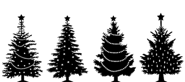 Christmas tree silhouette black vector