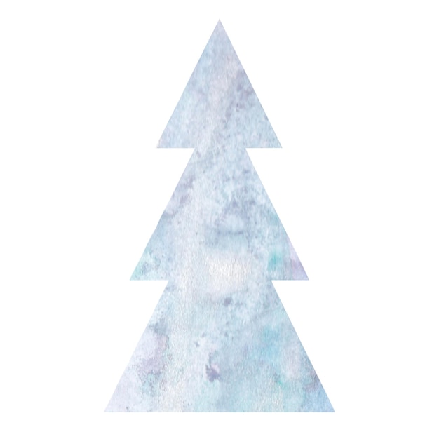 Christmas tree silhouette design for greeting card Watercolor vector hand paint illustration for design