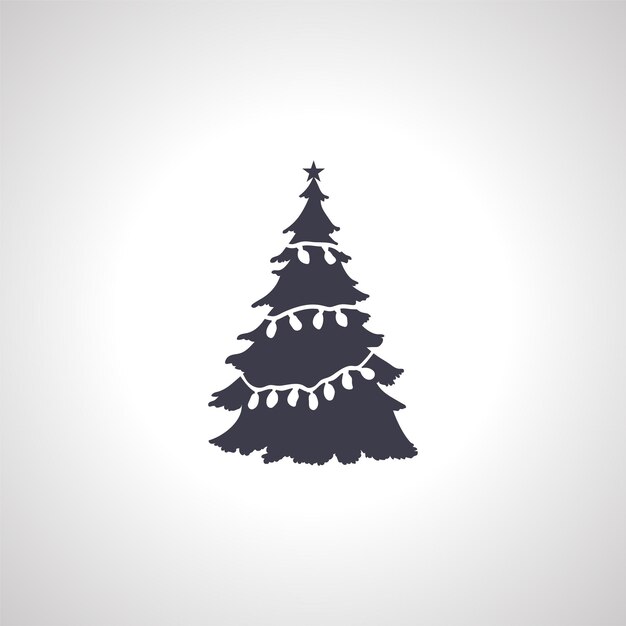 Силуэт рождественской елки изолированный значок на белом фоне