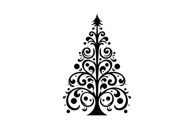 Силуэт рождественской елки png векторный пучок