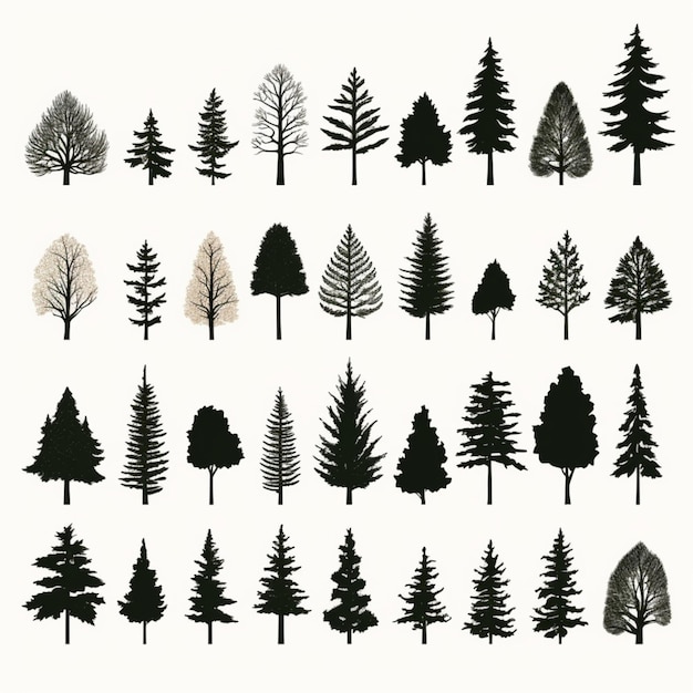 Christmas tree silhouettes cartoon vector