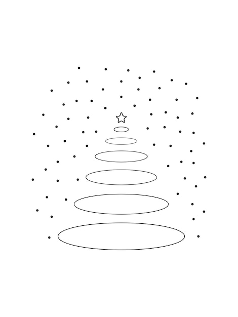 Albero di natale schizzo silhouette minimalismo semplice illustrazione vettoriale forme doodle in bianco e nero