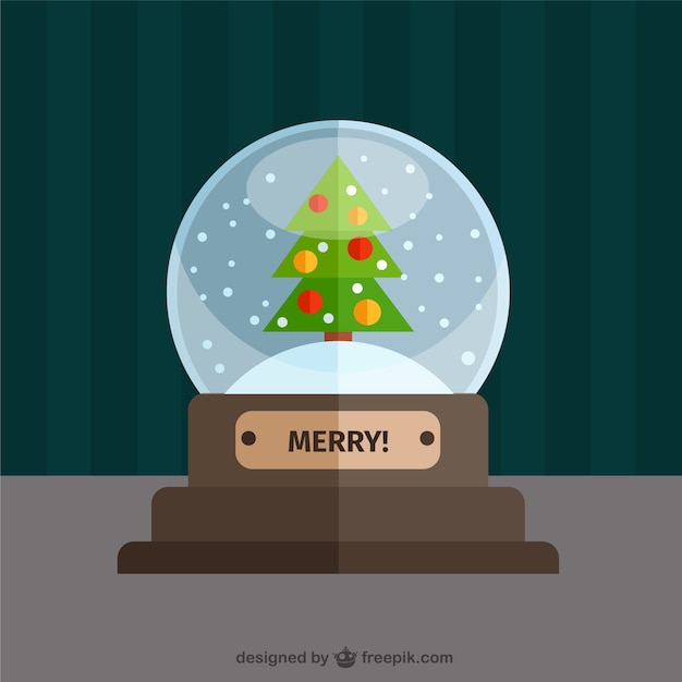 Christmas tree snow globe in flat design