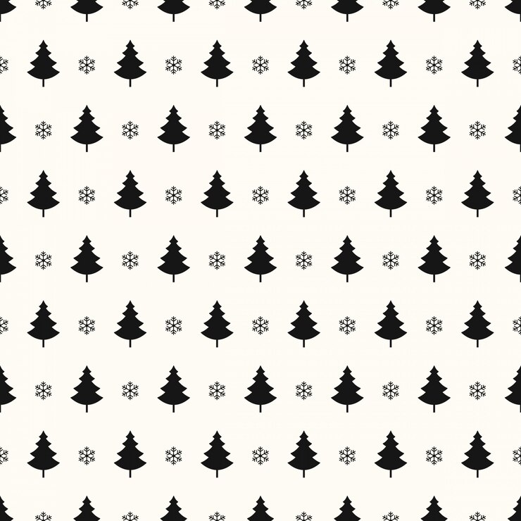 Vector christmas tree snowflakes seamless pattern 