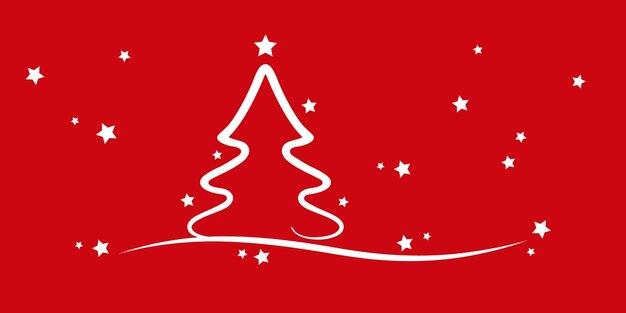 Vector christmas tree stars red background