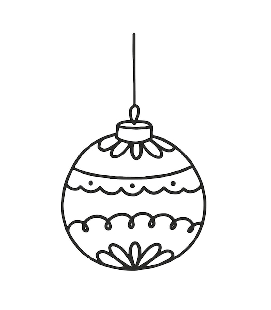 Albero di natale giocattolo palloncino illustrazione vettoriale doodle isolato su sfondo bianco natale