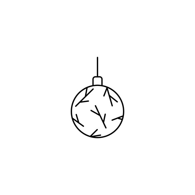 Christmas tree toy line art simple minimalistic design black and white