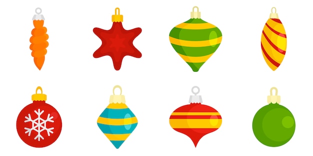 Christmas tree toys icon set