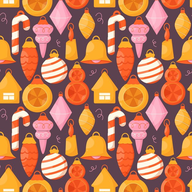 christmas tree toys seamless pattern