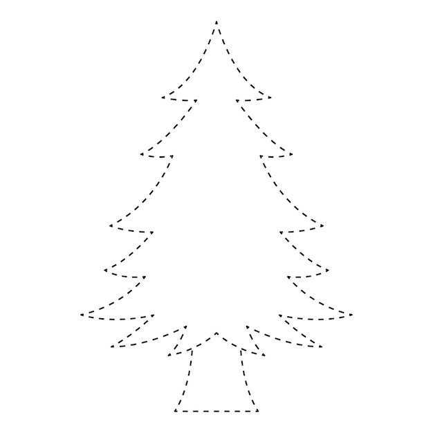 Christmas Tree tracing worksheet for kids