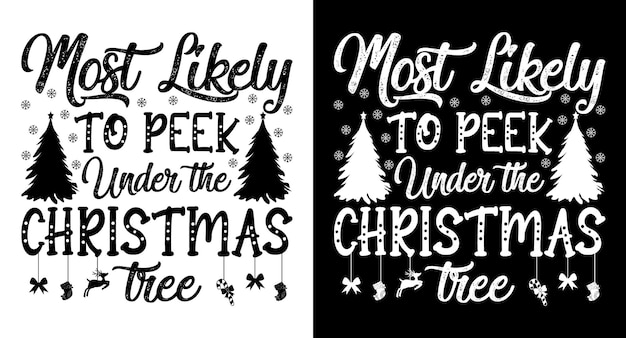 Christmas tree typography tshirt design