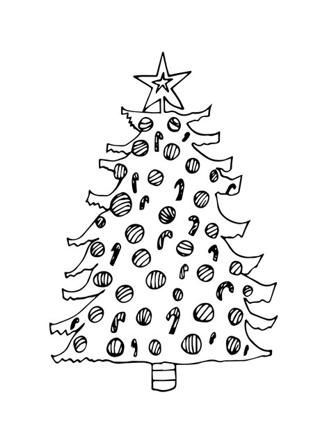 クリスマスツリー, ベクトル, イラスト, クリスマスツリー, ∥で∥, 花輪, そして, ボール, 隔離された, 白, 背景