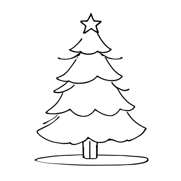 Christmas tree vector illustration line art