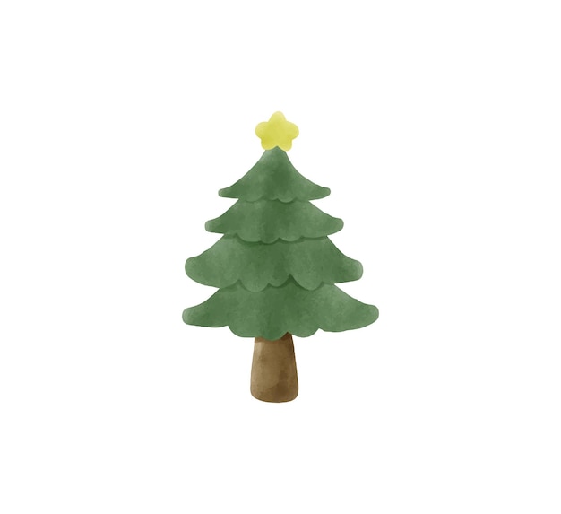 Christmas tree watecolor isolated on white background vector illustration